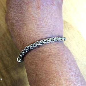 Vintage RIL Silver-tone Metal Wheat Braid Bracelet Unisex